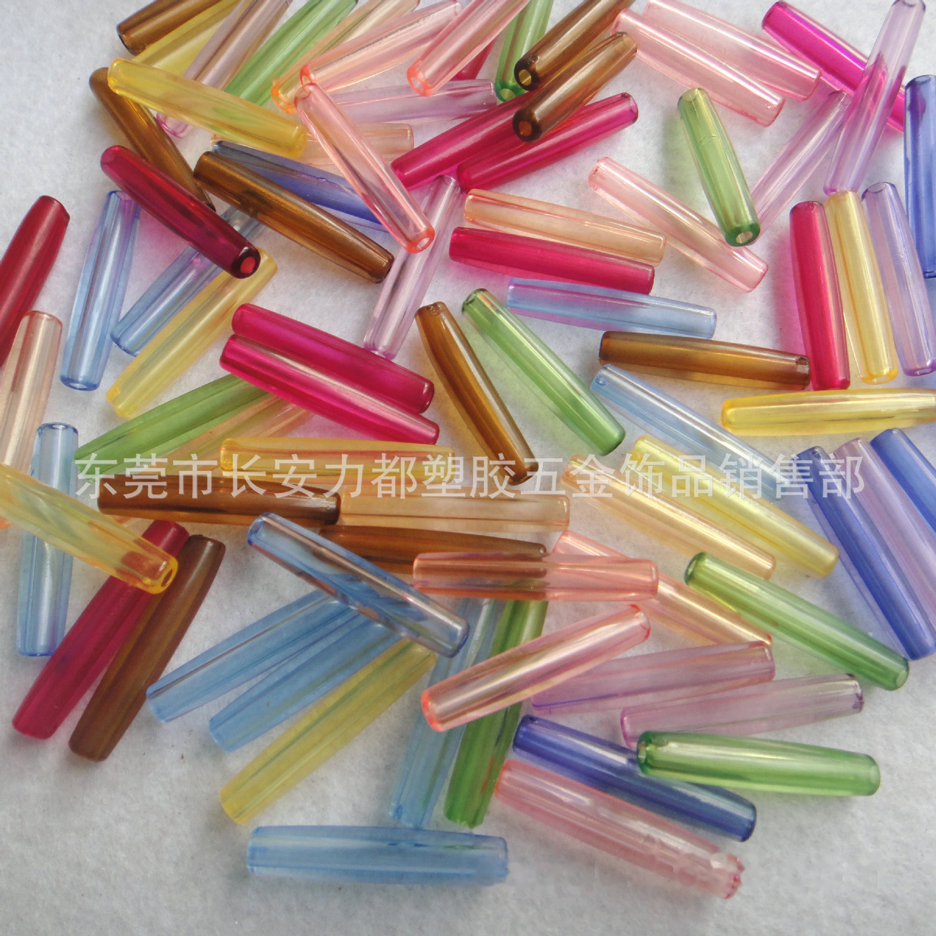 25mm长条亚克力管珠透明彩色长管珠冠冠同款串珠包长条橄榄米珠
